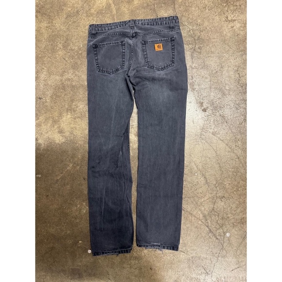 Carhartt Jeans Womens Size 28x32 Black Sundaes Slim Leather Patch Workwear Durab - Picture 1 of 5